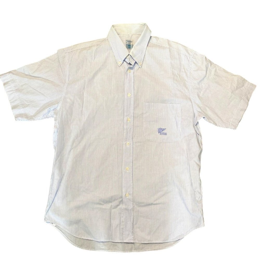 Enrico Coveri Classic striped button‎ down short sleeves shirt men size 40